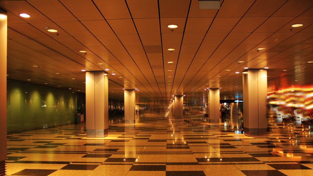 directional recessed lighting in a hall