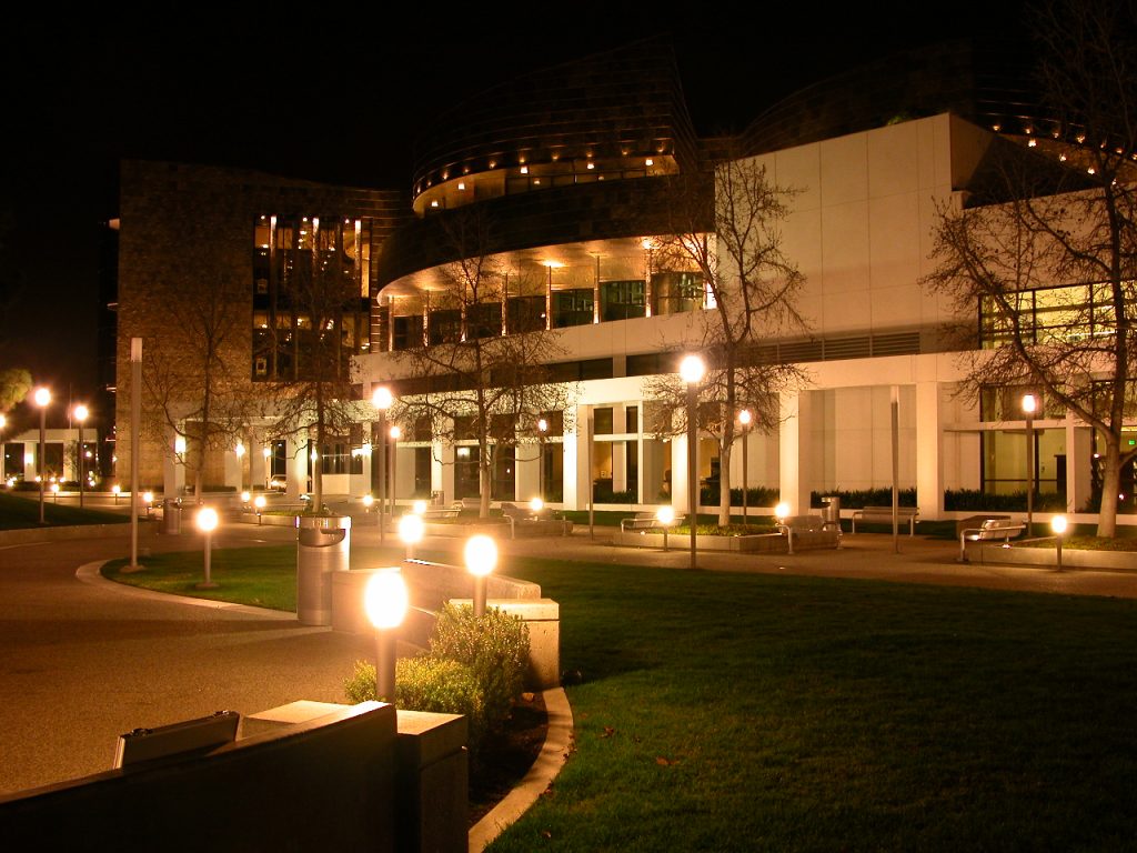 landscape ambient lighting in the park in front of a building