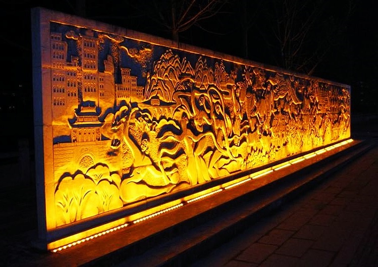 landscape wall wash lighting on bas-relief