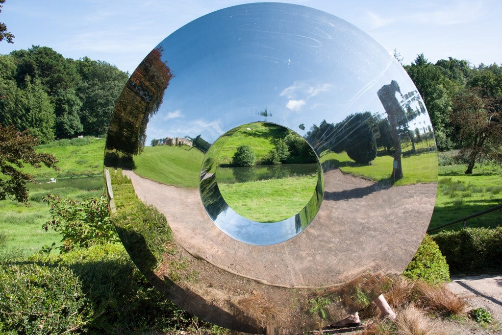 artistic mirror object in the park