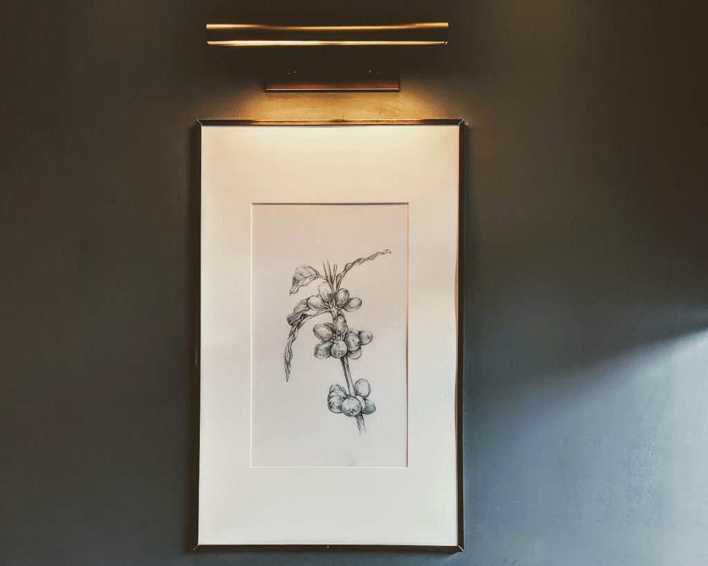 sketch painting with accent light above