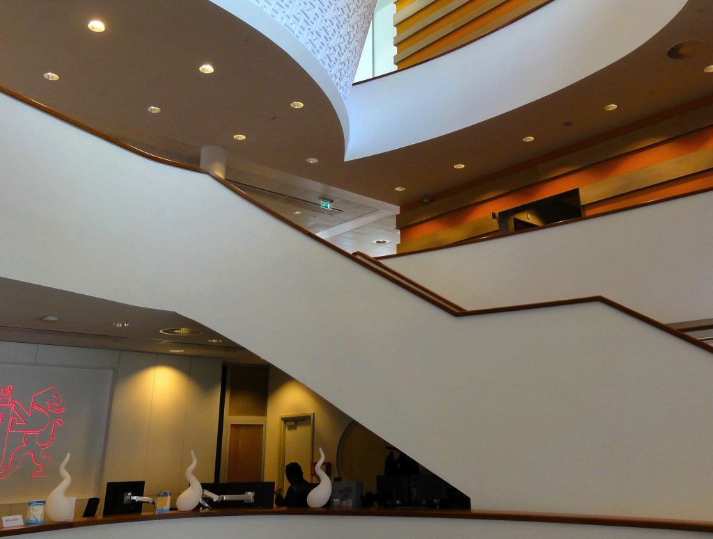 building with recessed lights