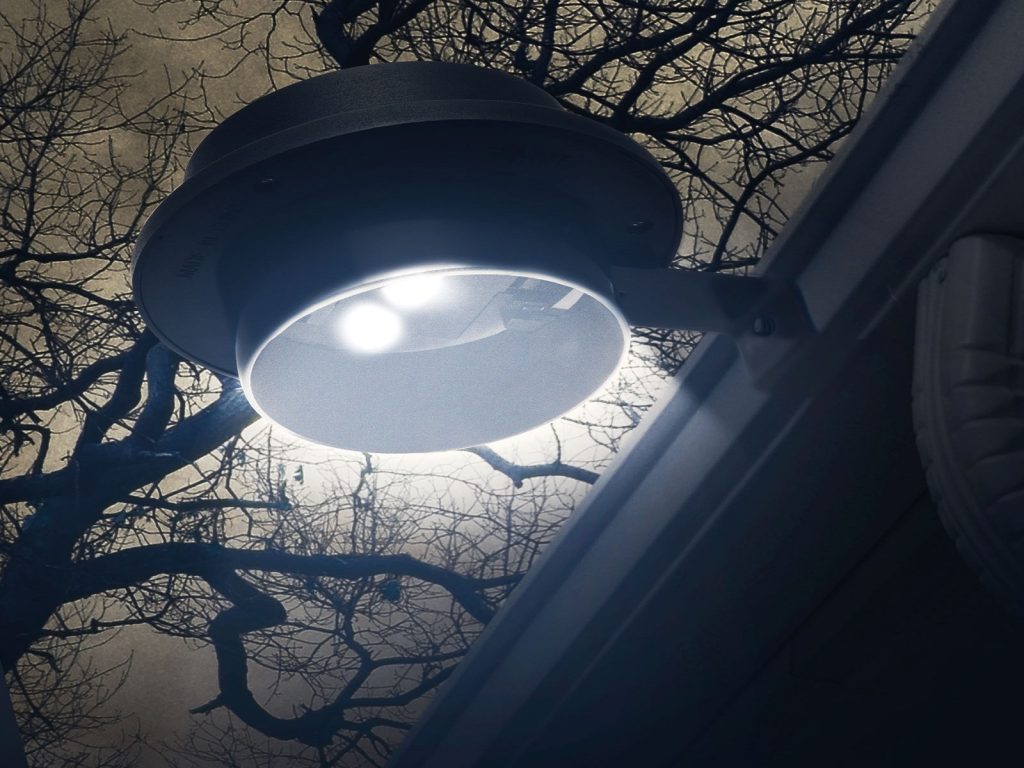 solar powered down lighting of a house