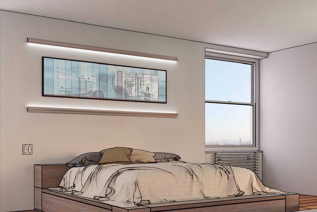 tape and extrusion lighting in the bedroom