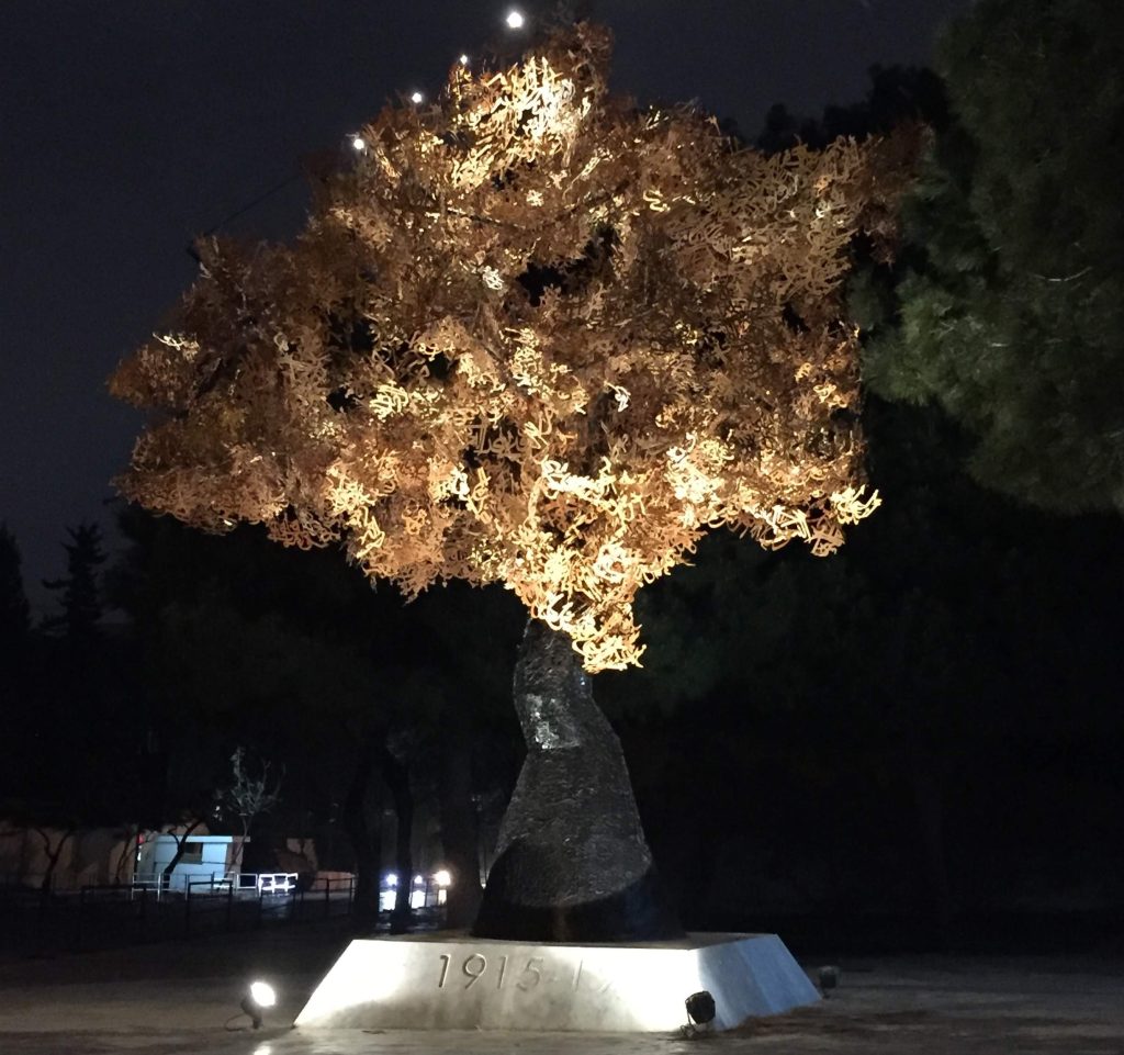 landscape cross uplighting on a tree