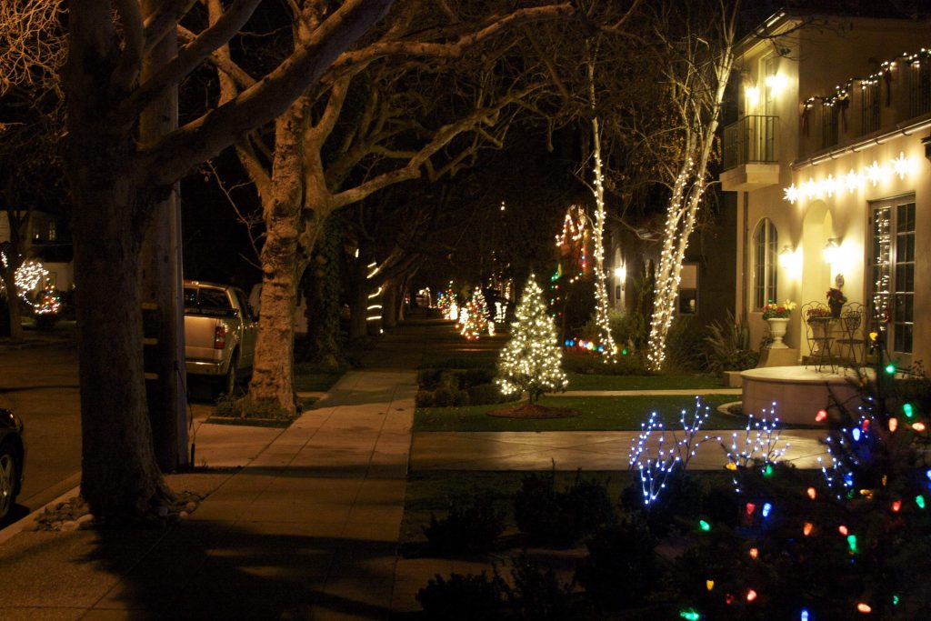 decorative front lighting of a house