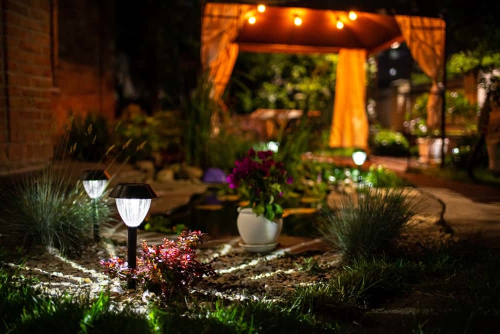 spotlights in the garden