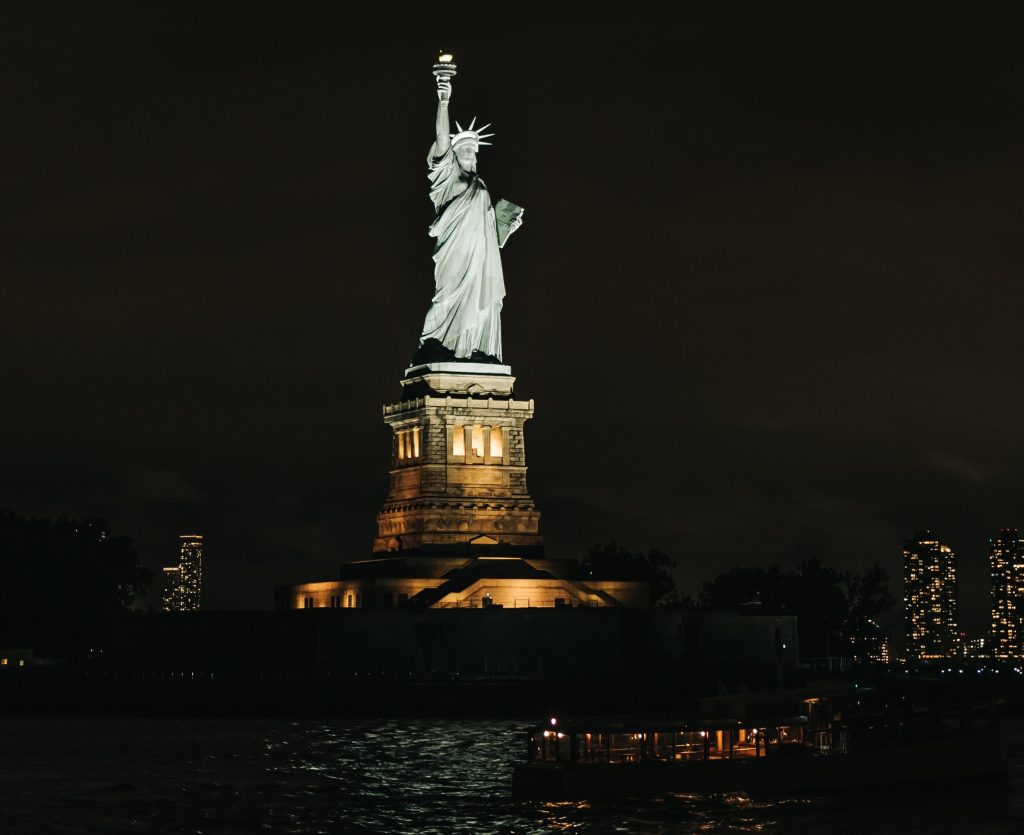 up-lights on the statue of liberty