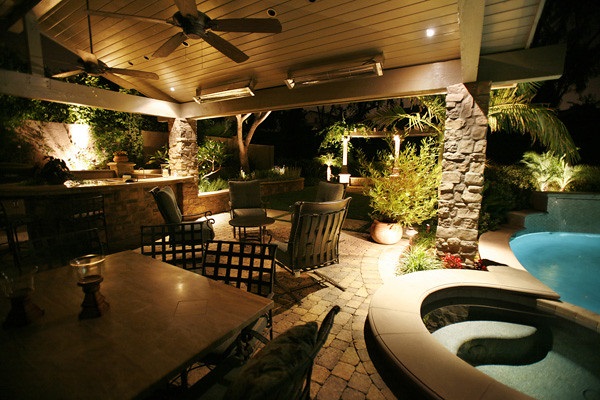 landscape lights in the outdoor space