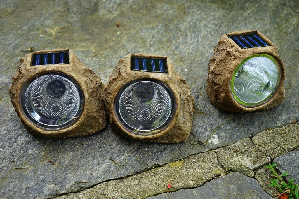 solar lights in the shape of rocks