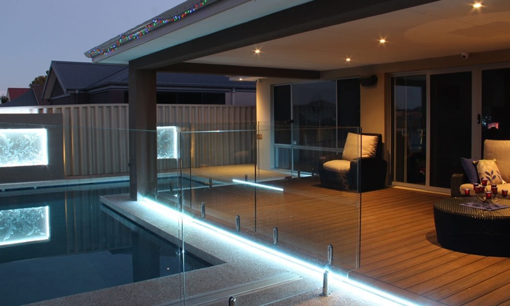deck lighting by the pool