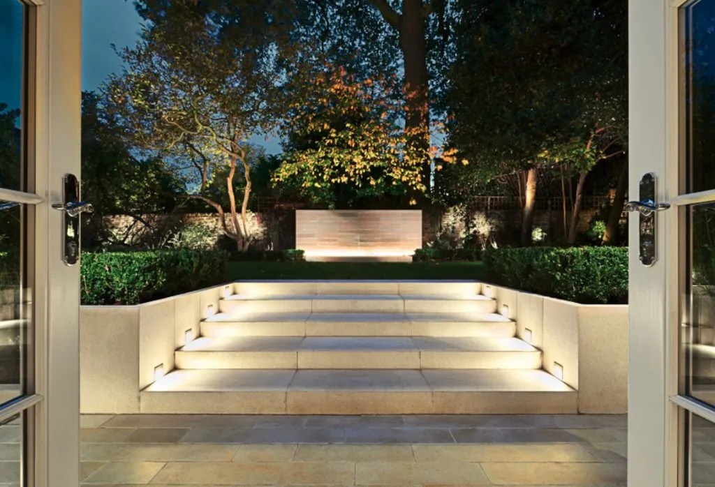 grazing lighting in the garden