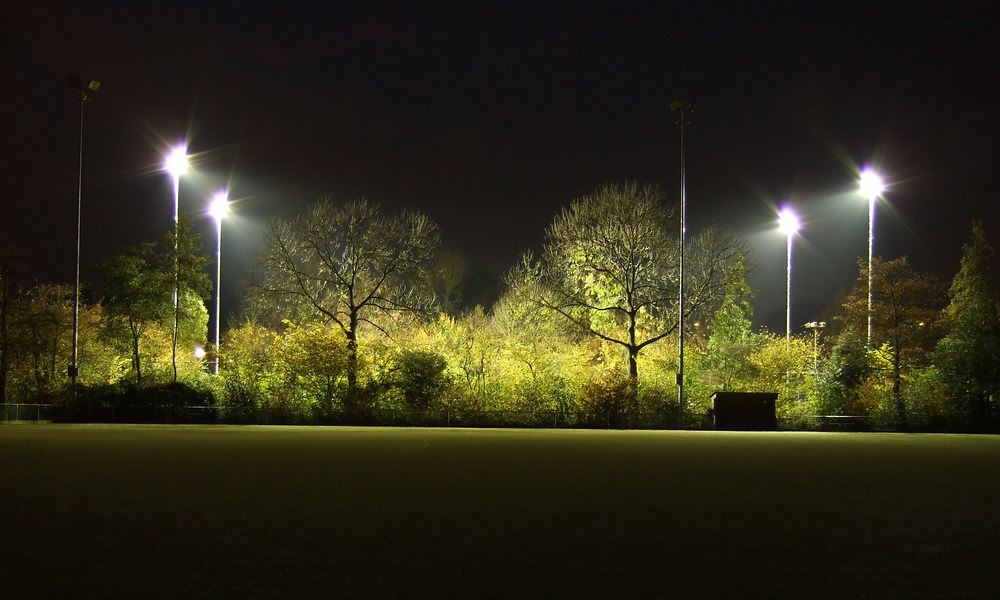 landscape flood lighting in the sports field