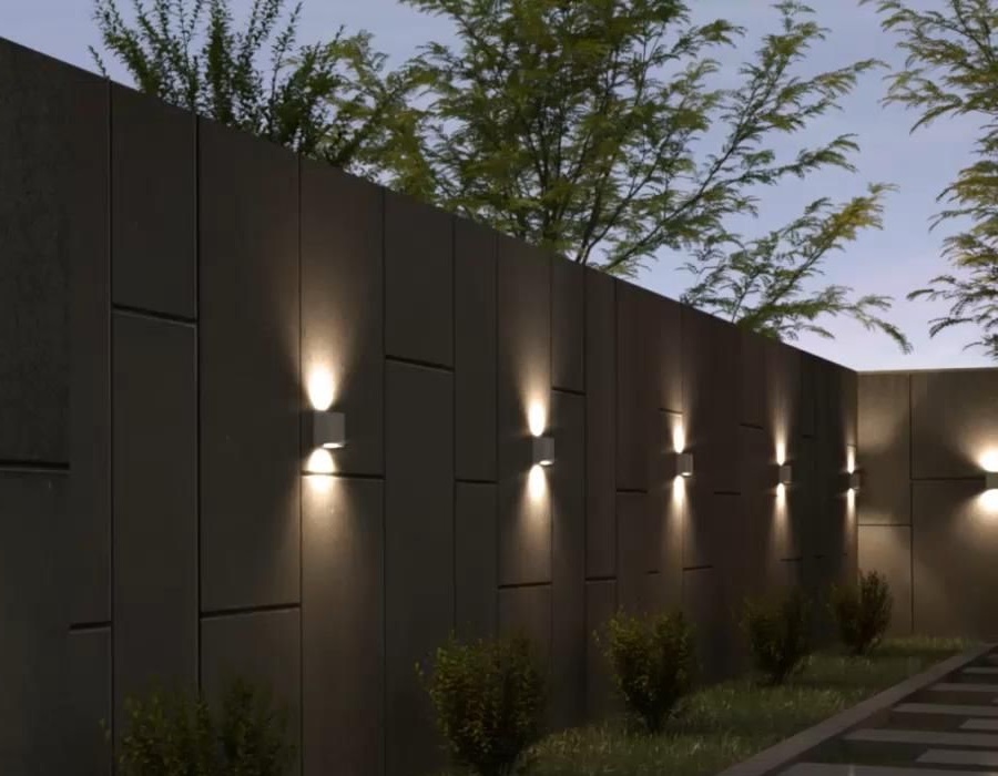 grazing lighting on wall fence