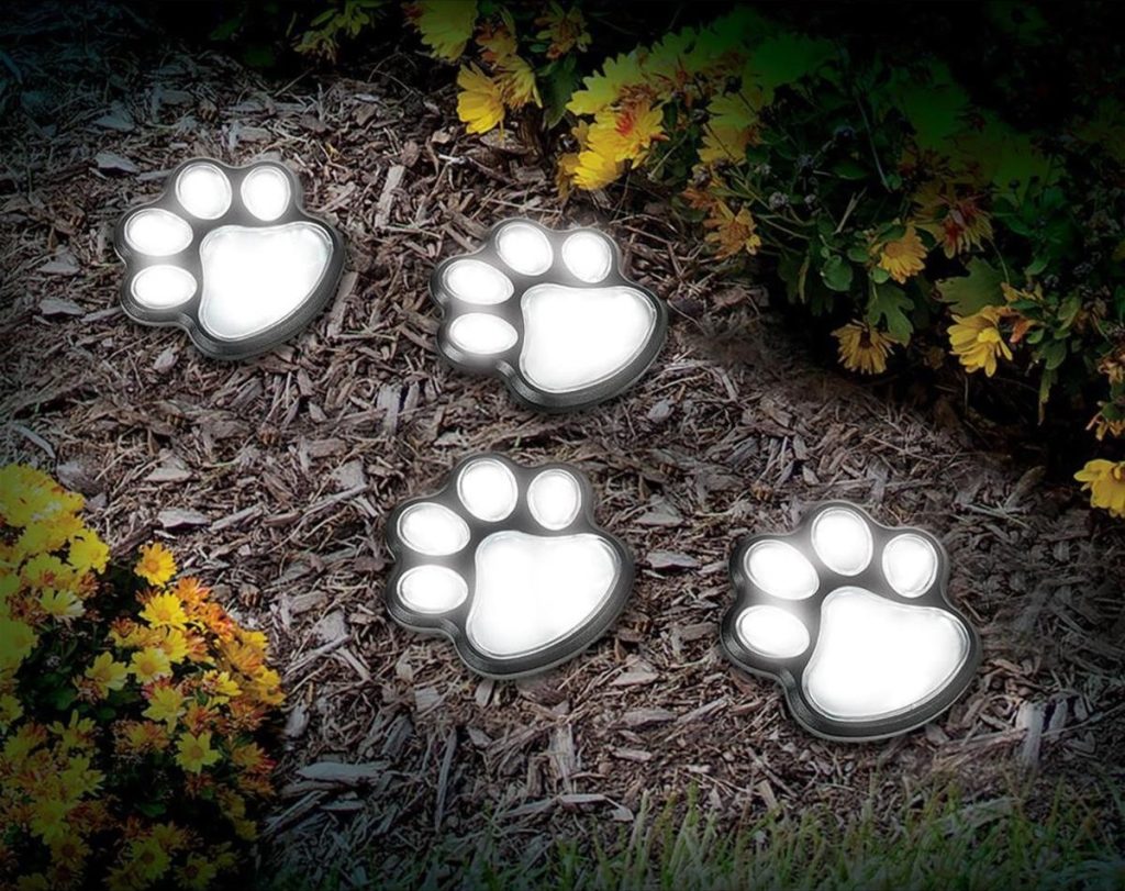solar paw print lights