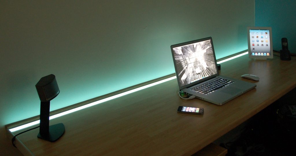 strip lights for desk and table; will led strip lights stick to wood