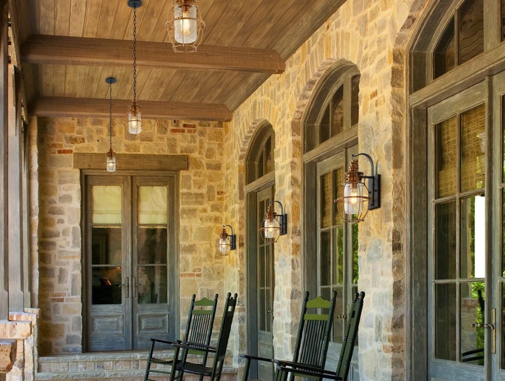 hanging lights on porch