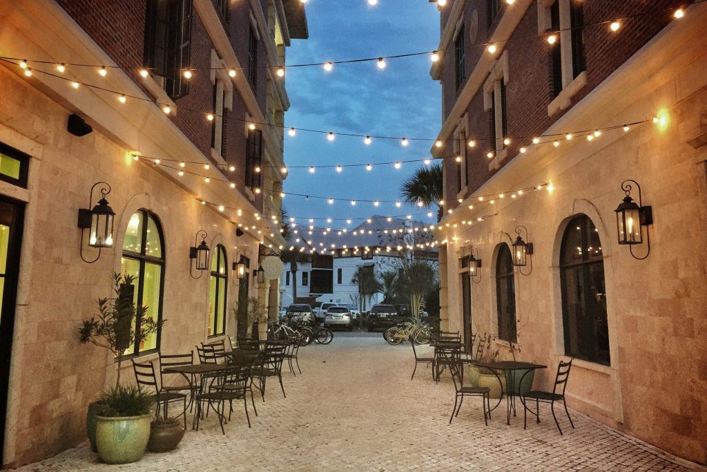 landscape ambient lighting for patio; how to hang outdoor string lights on patios