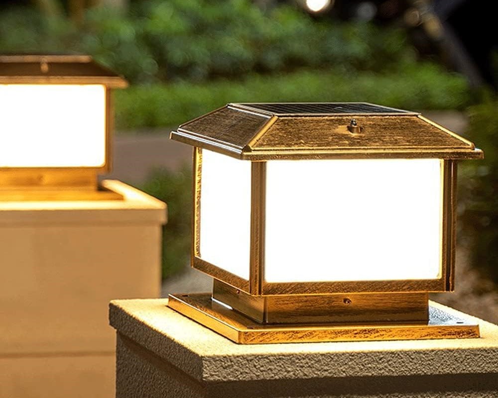 landscape post solar-powered lights