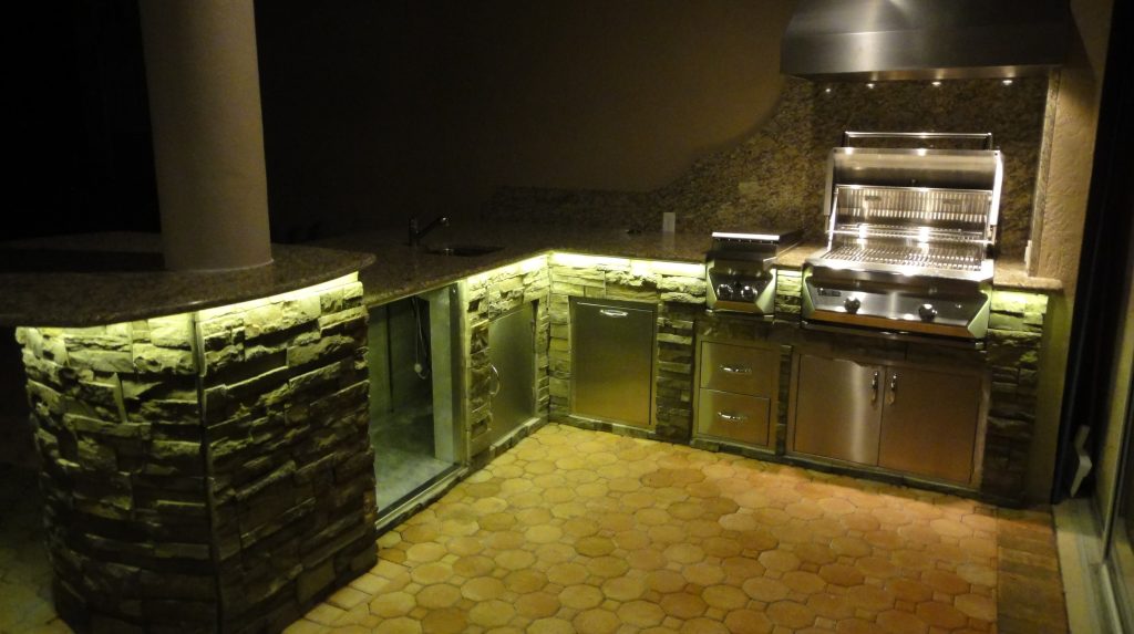 landscape strip lights for outdoor kitchen