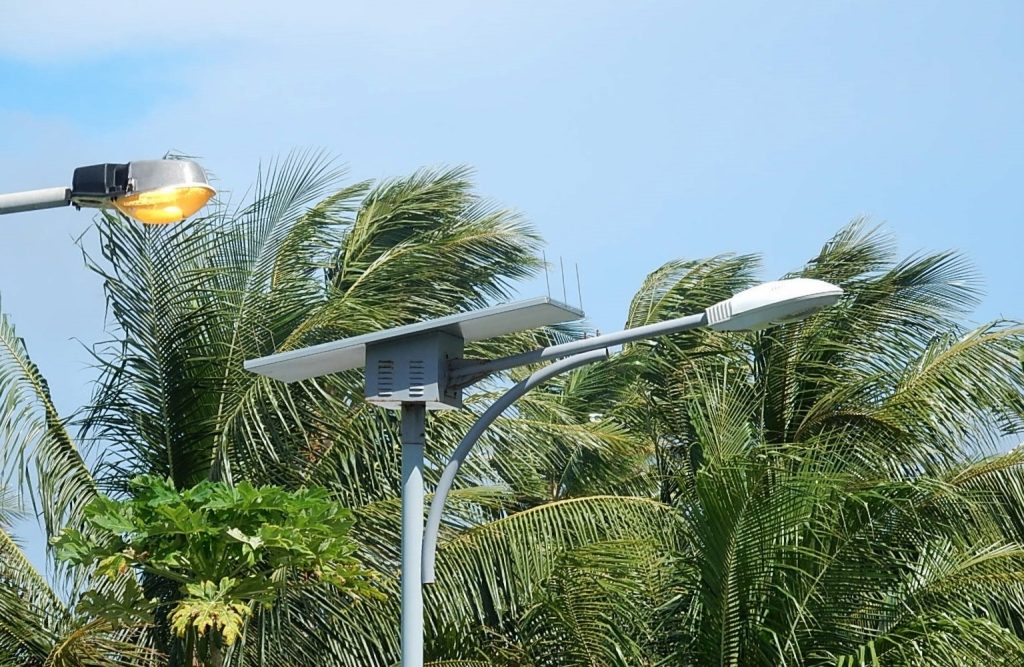 landscape solar-powered tall floor lights