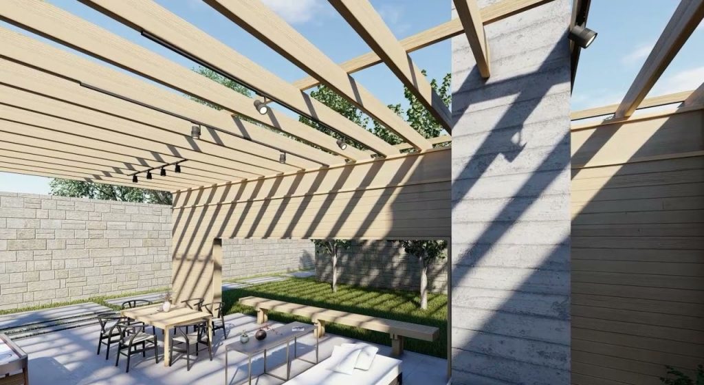 landscape track lights for patio and pergola