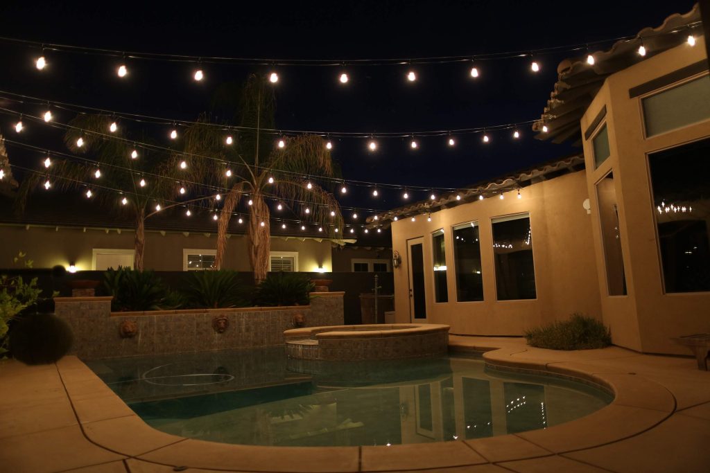 low-voltage landscape string lights; how to hang outdoor string lights from roofs