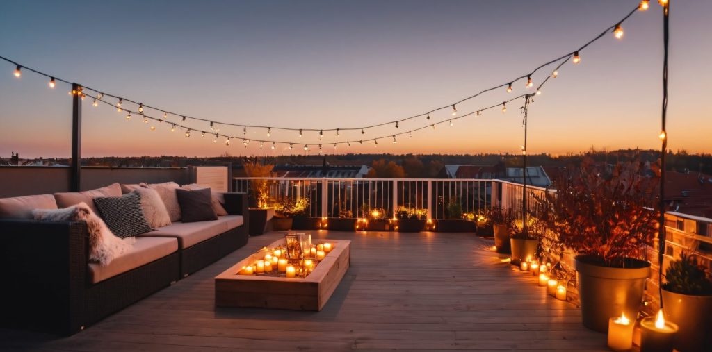 outdoor string lights for balcony; how to hang outdoor string lights on balconies