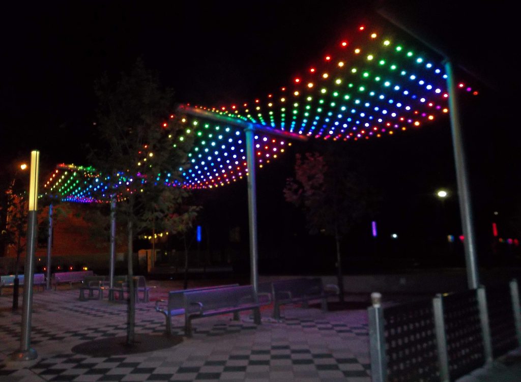 outdoor multicolor string lights; how tall should posts be for string lights