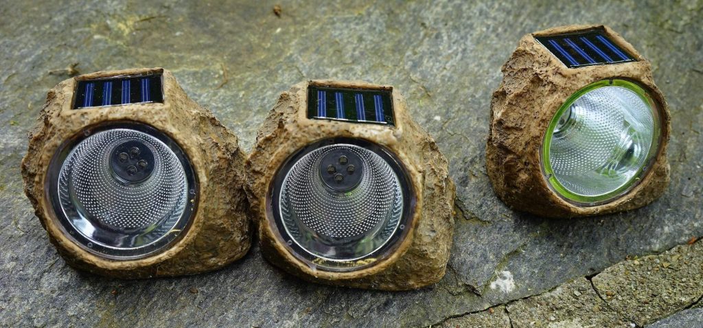 solar lights in the shape of stones
