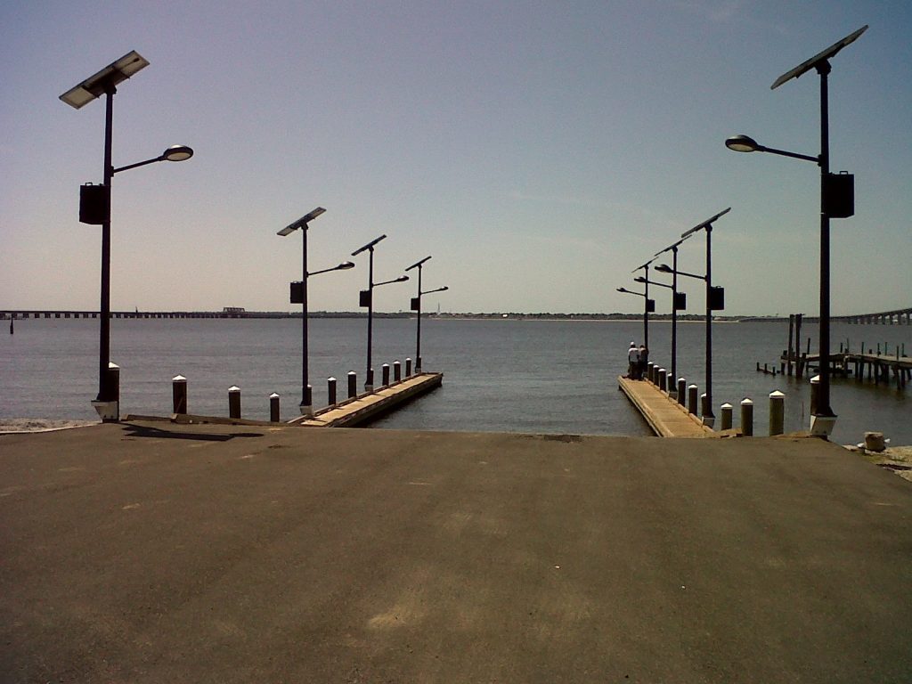 solar lights on the pontoon