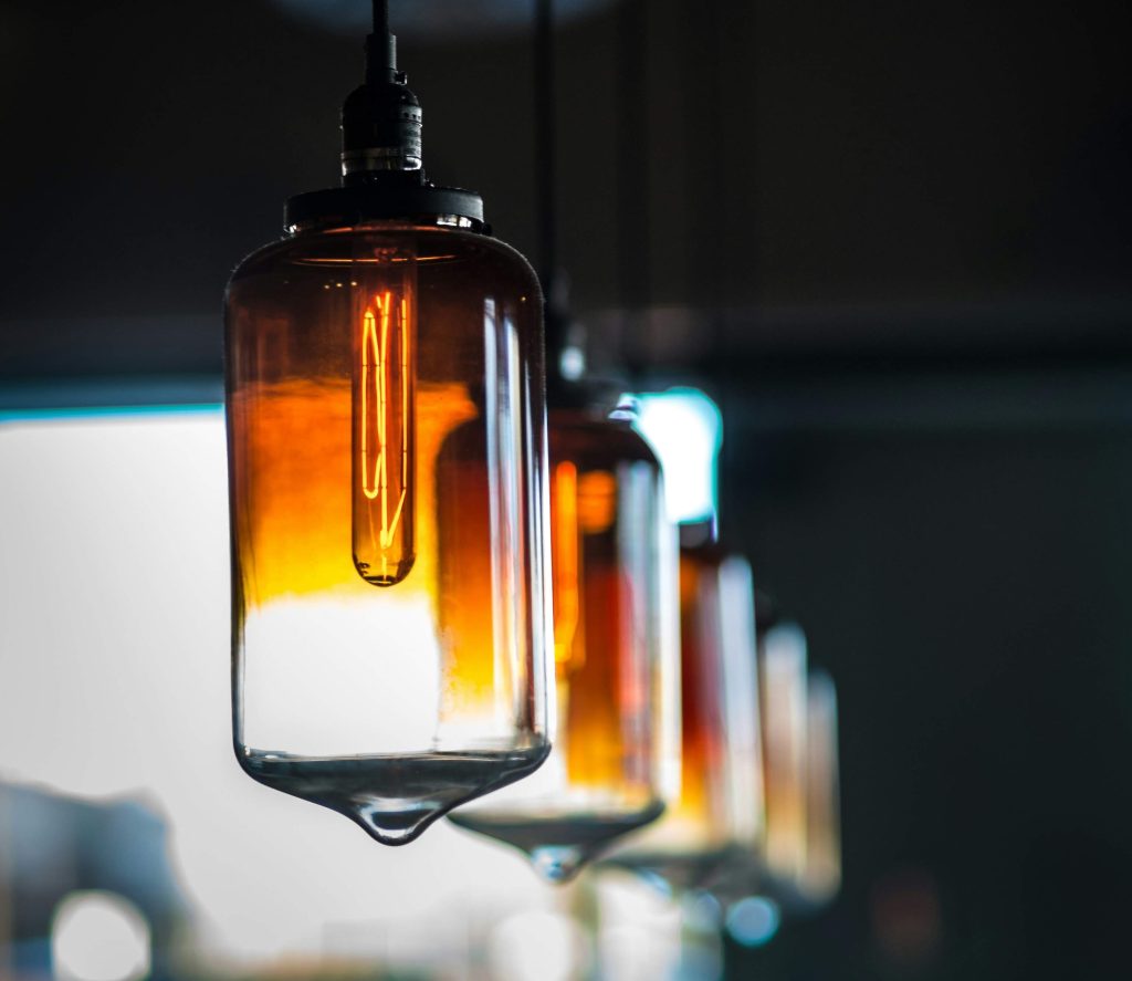 white amber glass lamps