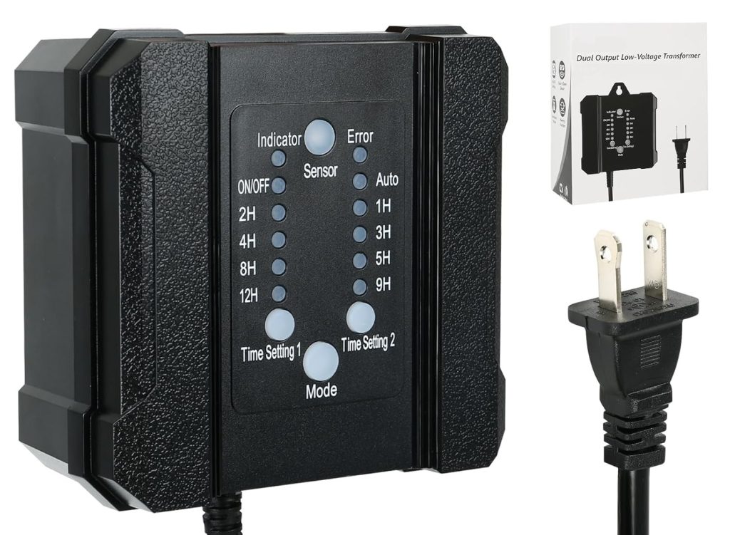 low-voltage transformer with timer and photocell light sensor; what size transformer do I need for landscape lighting