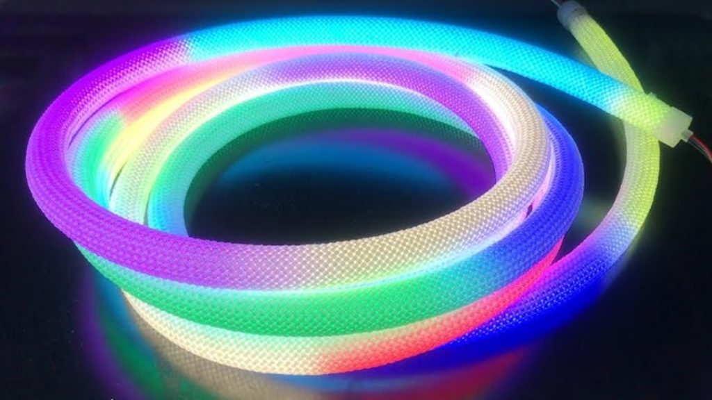 360-round rgbic led rope lights, flexible silicon reticulate pattern for indoor outdoor decor; how long can rope lights stay on