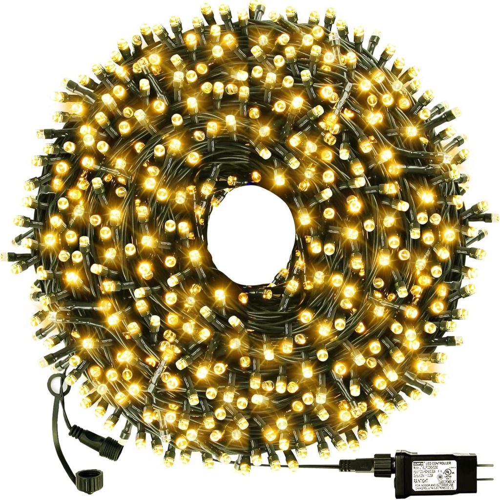 end-to-end warm white led string lights for outdoor use, plug-in with 8 modes; do led string lights need to be plugged in