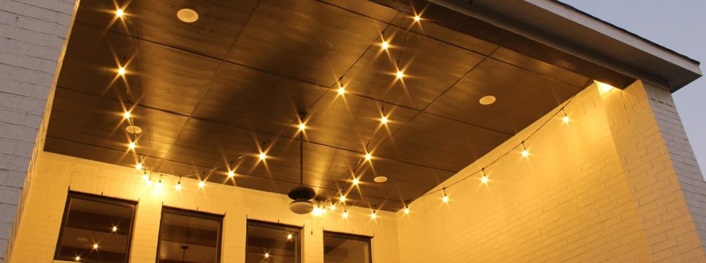 string lights on ceilings; how to hang outdoor string lights on ceilings