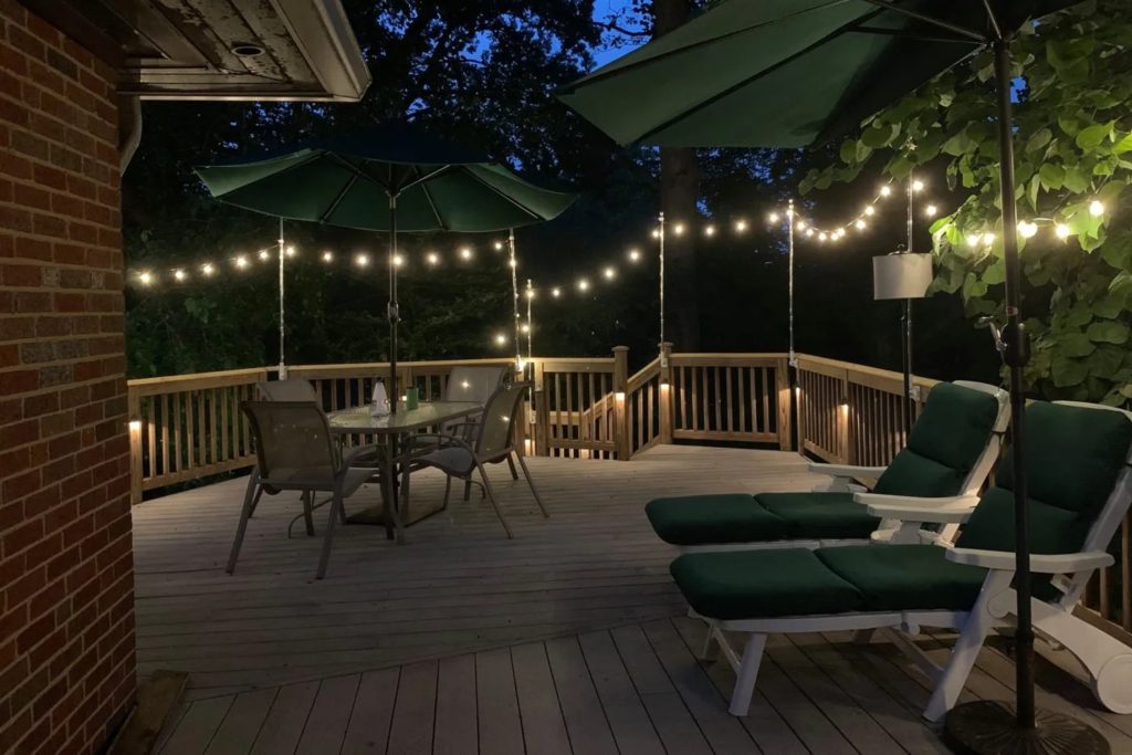 string lights on decks; how to hang outdoor string lights on decks