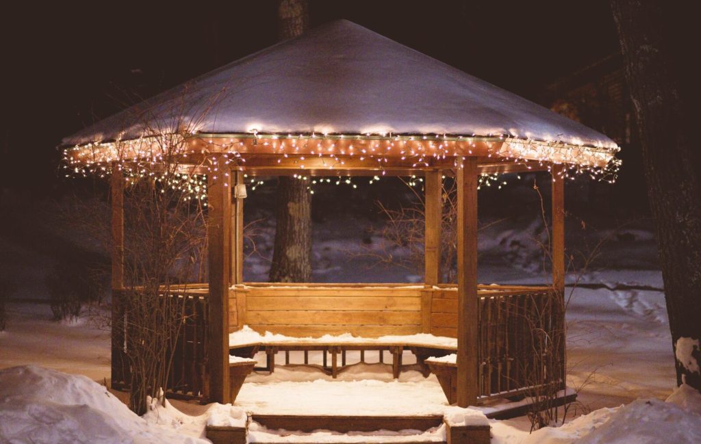 string lights on gazebos; should we take down string lights in winter