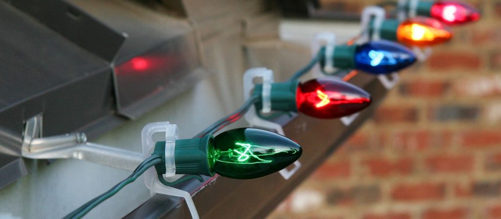 string lights on gutters; plastic gutter hooks