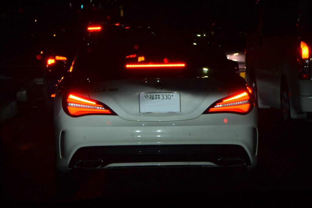 led tail lights of a mercedes car with backlights on; do led strip lights drain car batteries